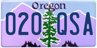 OR license plate 020QSA