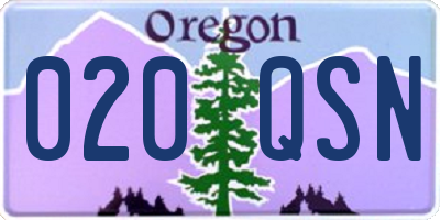 OR license plate 020QSN