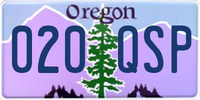 OR license plate 020QSP