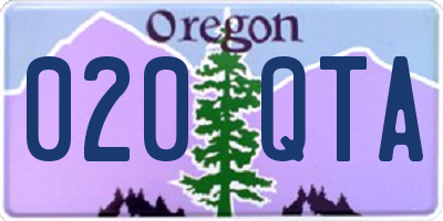 OR license plate 020QTA