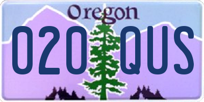 OR license plate 020QUS