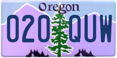 OR license plate 020QUW