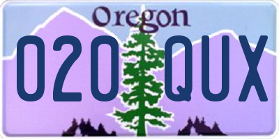 OR license plate 020QUX