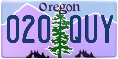 OR license plate 020QUY