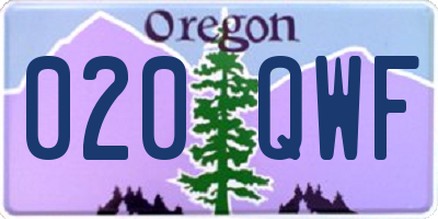 OR license plate 020QWF