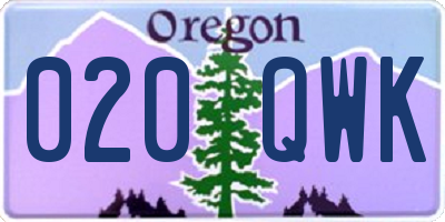 OR license plate 020QWK