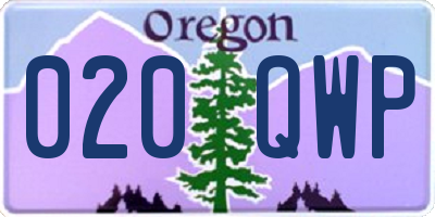 OR license plate 020QWP