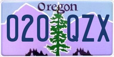 OR license plate 020QZX