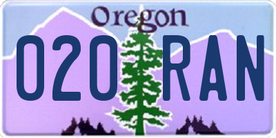 OR license plate 020RAN