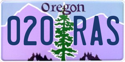 OR license plate 020RAS