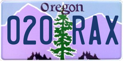 OR license plate 020RAX
