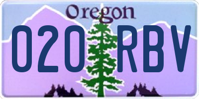 OR license plate 020RBV
