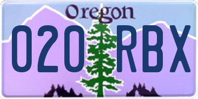 OR license plate 020RBX