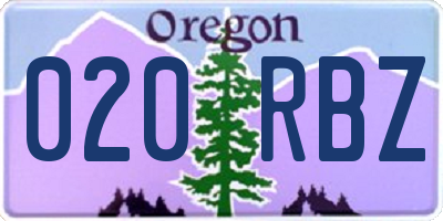 OR license plate 020RBZ