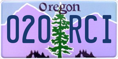OR license plate 020RCI