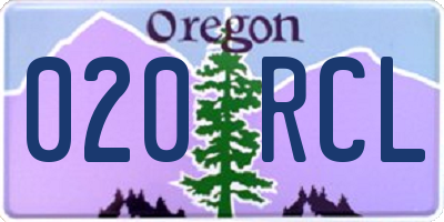 OR license plate 020RCL