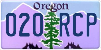 OR license plate 020RCP