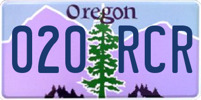 OR license plate 020RCR