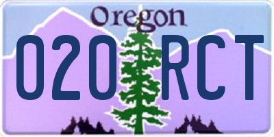 OR license plate 020RCT
