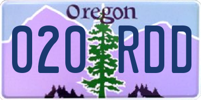 OR license plate 020RDD