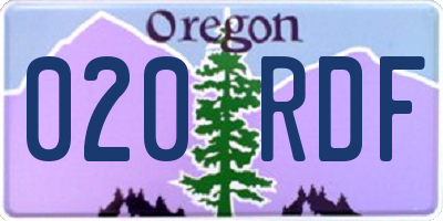 OR license plate 020RDF