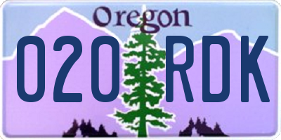 OR license plate 020RDK