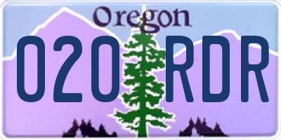 OR license plate 020RDR