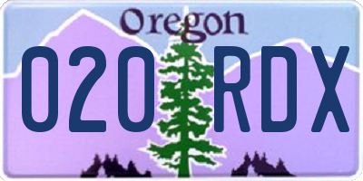 OR license plate 020RDX