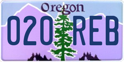 OR license plate 020REB