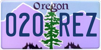 OR license plate 020REZ