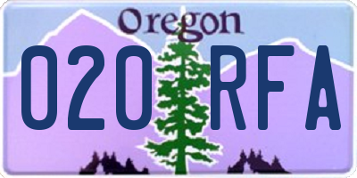 OR license plate 020RFA