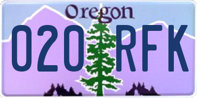 OR license plate 020RFK