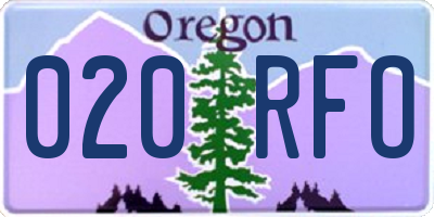 OR license plate 020RFO