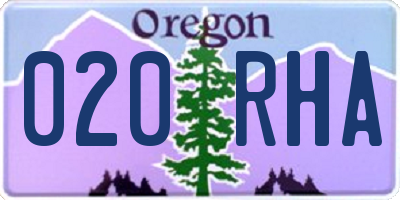 OR license plate 020RHA