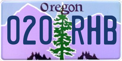 OR license plate 020RHB