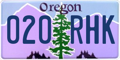 OR license plate 020RHK