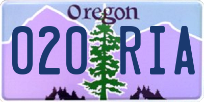 OR license plate 020RIA