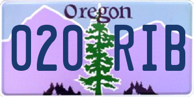 OR license plate 020RIB