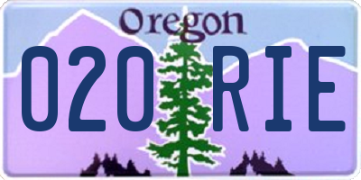 OR license plate 020RIE