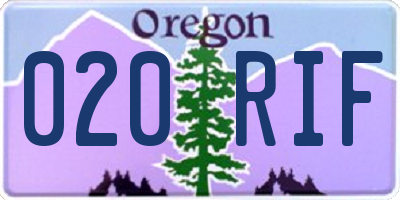OR license plate 020RIF