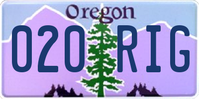 OR license plate 020RIG