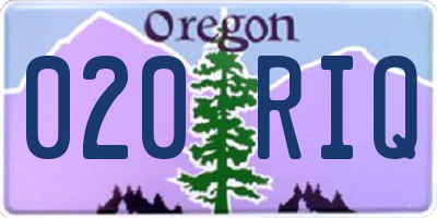 OR license plate 020RIQ