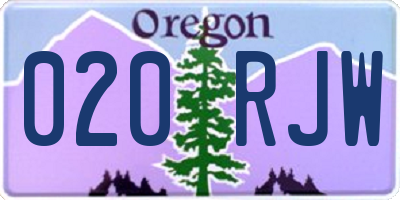 OR license plate 020RJW