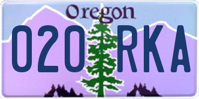 OR license plate 020RKA