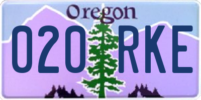 OR license plate 020RKE