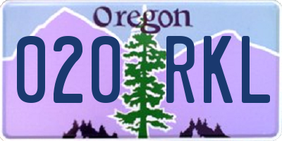 OR license plate 020RKL