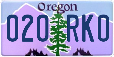 OR license plate 020RKO