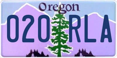 OR license plate 020RLA
