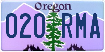 OR license plate 020RMA