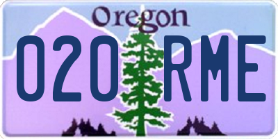 OR license plate 020RME